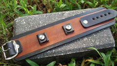 Black & Tan Two Tone Wide Leather Watch Cuff