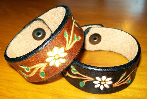 Daisy Flower Handmade Leather Bracelets | One Inch