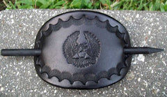 Black Leather Biker Barrette