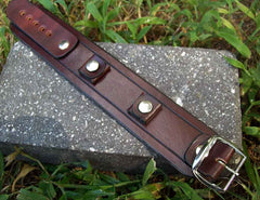 Grooved Mahogany Leather Watch Cuff