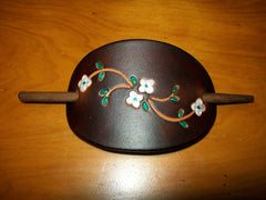 Bright White Flower Leather Barrette