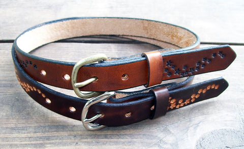 Leather Child Belt with Stars Design