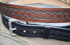 Tooled Cowhide Leather Belts