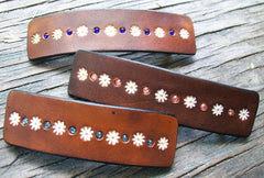 Swarovski Crystal Bling Leather French Barrette