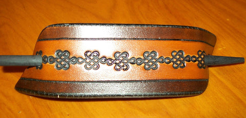 Celtic Knot Large Leather Stick Barrette