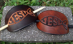 Christian Fish Leather Barrettes