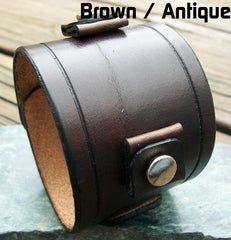 Wide Leather Watch Cuffs | "Grooved" | 2 Inch