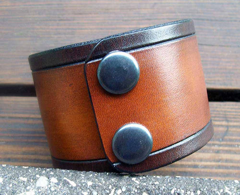 Two Tone Wide Leather Wristband