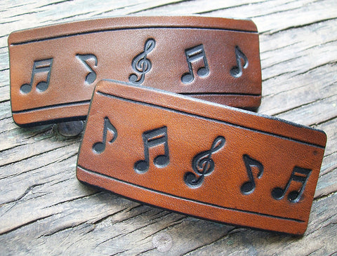 Musical Notes Leather French Barrette