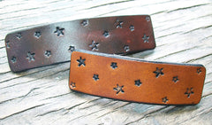 Stars Celestial Design Leather French Barrette