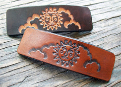Celestial Sun Leather French Barrettes