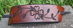 Dogwood Flower Large Leather Barrette