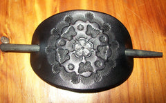 Black Leather Barrette