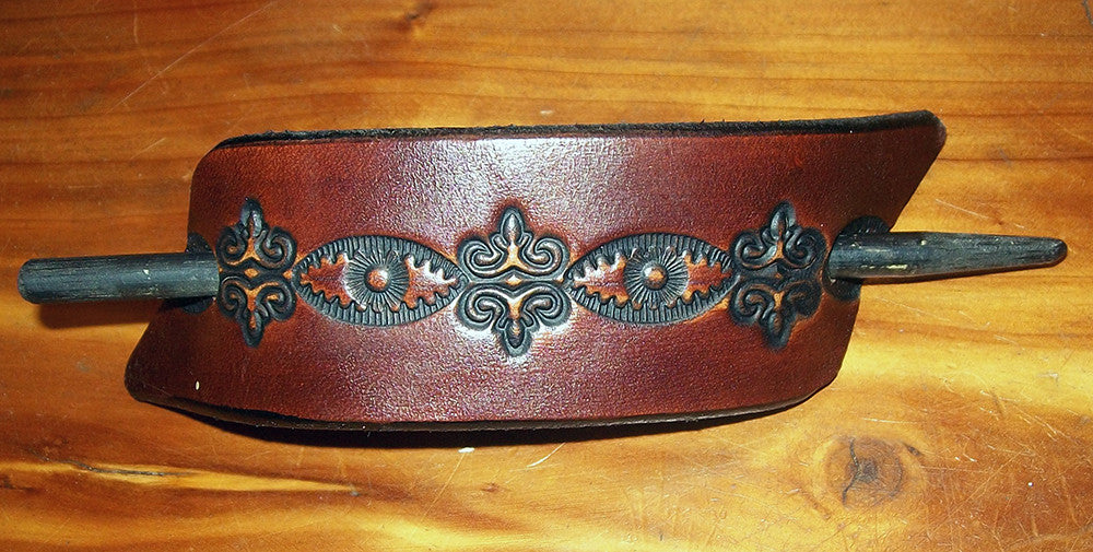 Tooled Leather Hair Slide