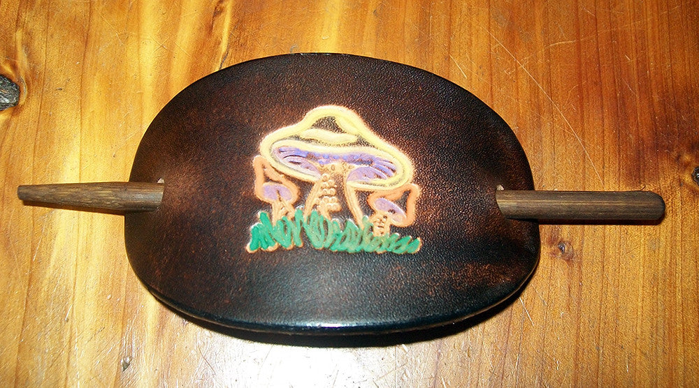 Retro Leather Hair Slide with Stick