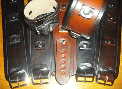 Wide Leather Watch Cuffs | "Grooved" | 2 Inch