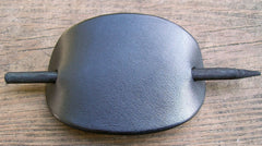 Black Leather Barrette