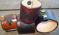 Wide Leather Cuff Bracelets Celtic Knot