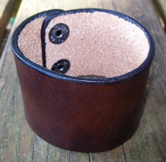 Dark Brown Wide Leather Bracelets