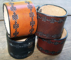 Celtic Knot Wide Leather Wrist Cuffs