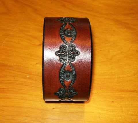 Handmade "Dark" Design Leather Wrist Bracelets | 1.5 Inch Wide