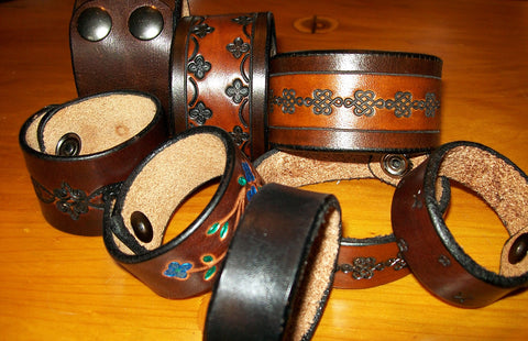 Leather Wristbands Handmade by Old School Leather Co.