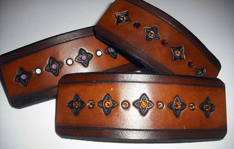 Leather French Barrettes handmade by Old School Leather Co.