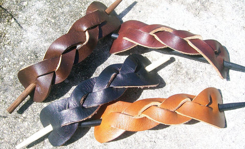 Extra Large Leather Barrettes handmade by Old School Leather Co.