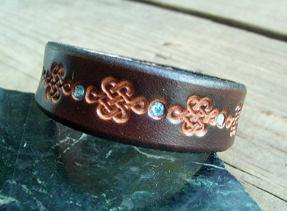 Celtic Leather Bling Wristband
