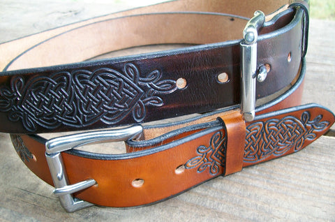 Celtic Knot Leather Belts - 1.5"