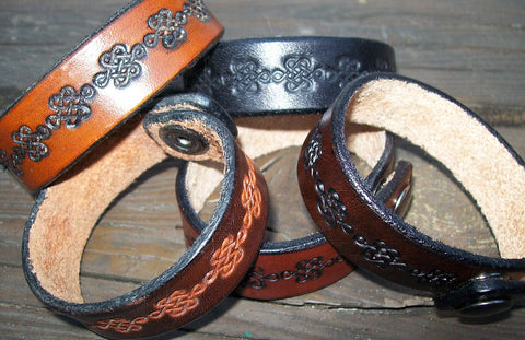 Narrow Celtic Knot Leather Wristbands | 3/4 Inch