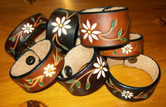 Daisy Flower Handmade Leather Wristbands