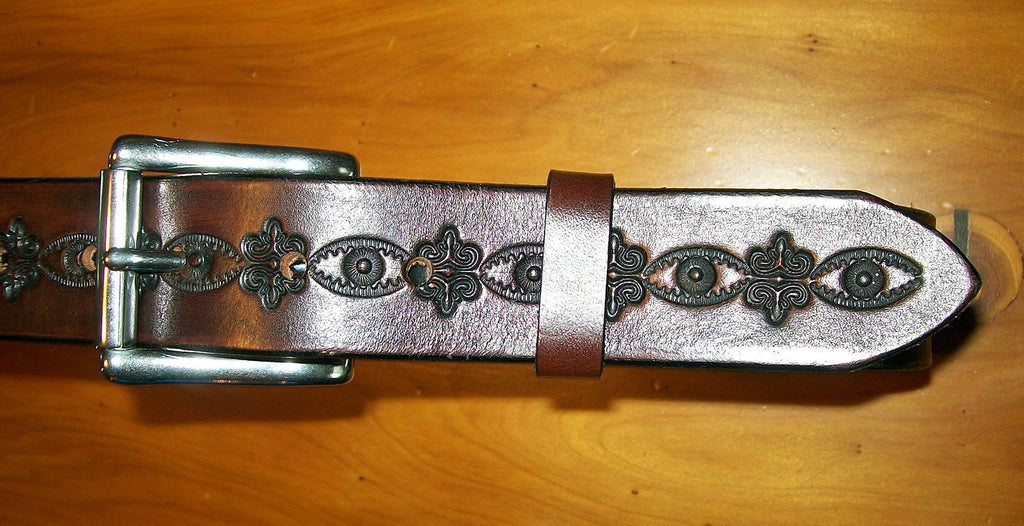 Geometric Design Leather Belt