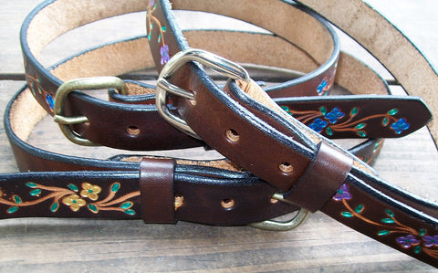 Bright Flowers Leather belts for Children