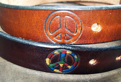 Peace Sign Leather Belts