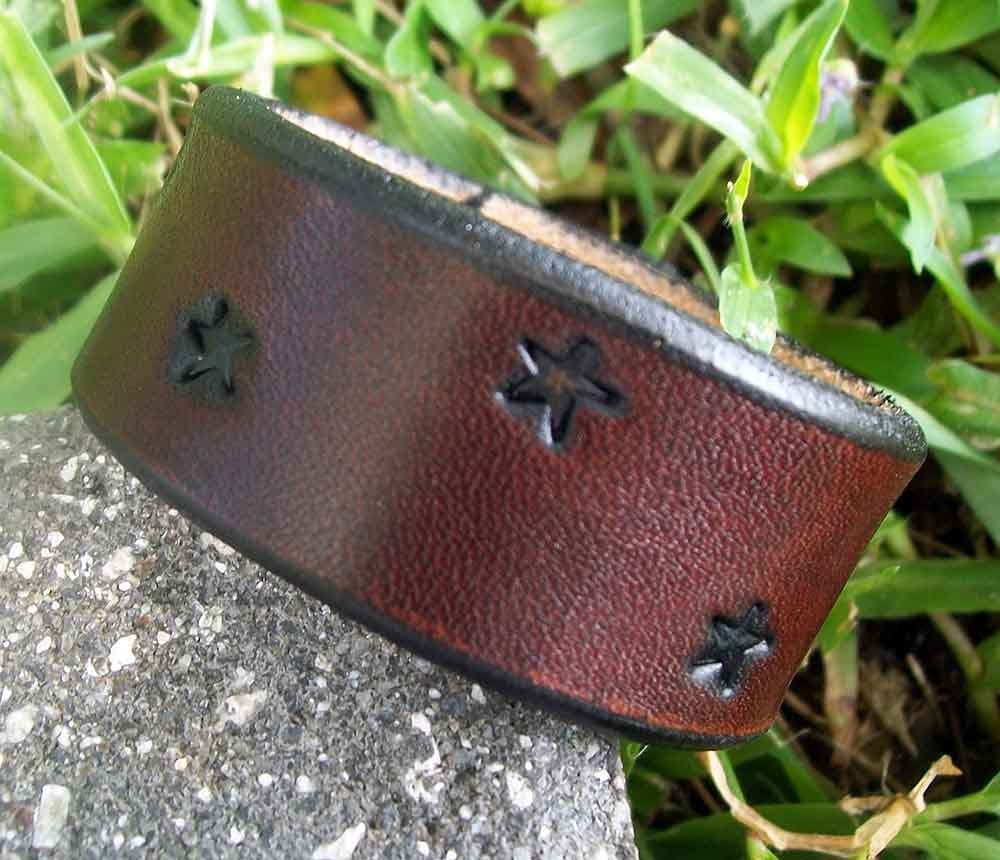 Celestial Stars Leather Wristband |  One Inch