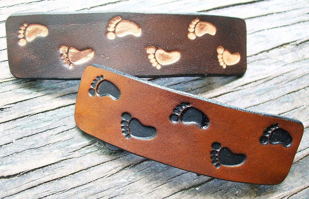 Footprints Leather French Barrette