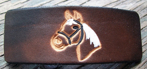 Horse Design Leather French Barrette