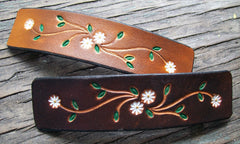Tiny Daisy Flower Leather French Barrettes
