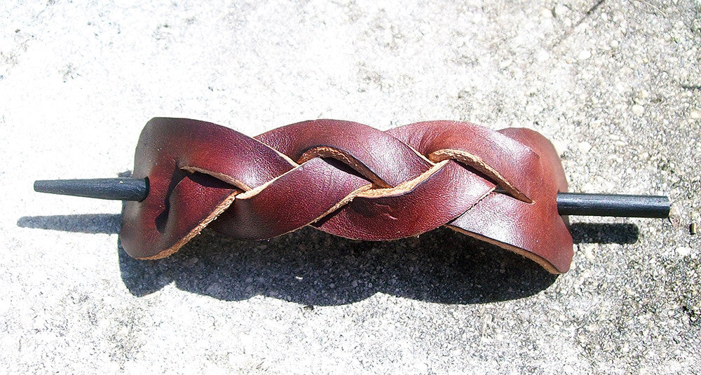 Vintage Dark Red Maroon Suede Stick Barrette – Leather Hair Accessory – New Old Stock USA