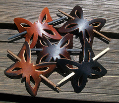 Butterfly Leather Barrettes