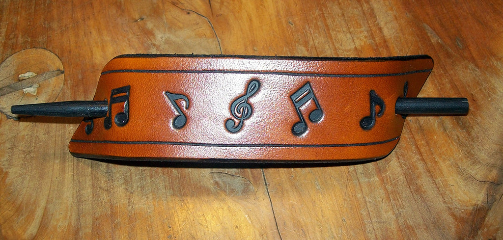 Music Notes Leather Hair Pin