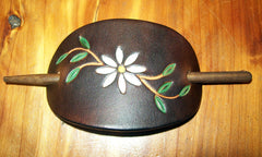 Daisy Flower Leather Barrettes