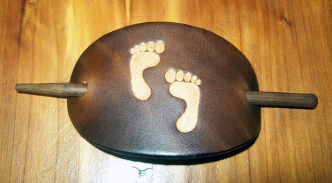 Vintage Leather Stick Barrette Footprints