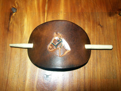 Leather Barrette with Horse
