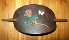 Rose and Butterfly Leather Stick Barrette