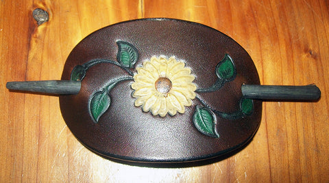 Sunflower Leather Stick Barrette