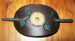 Sunflower Leather Barrette