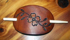 Dogwood Flower Leather Stick Barrette