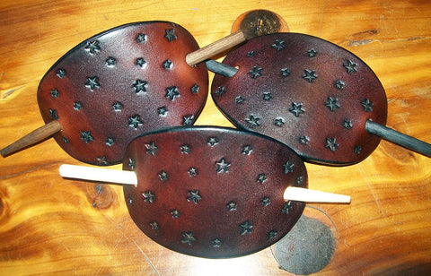 Leather Stick Barrette with Stars